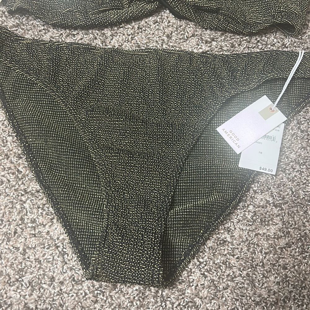 NWT Good American 2 Piece Black Gold Bikini Swim Set 7/8 (4XL-5XL) - Picture 2 of 9